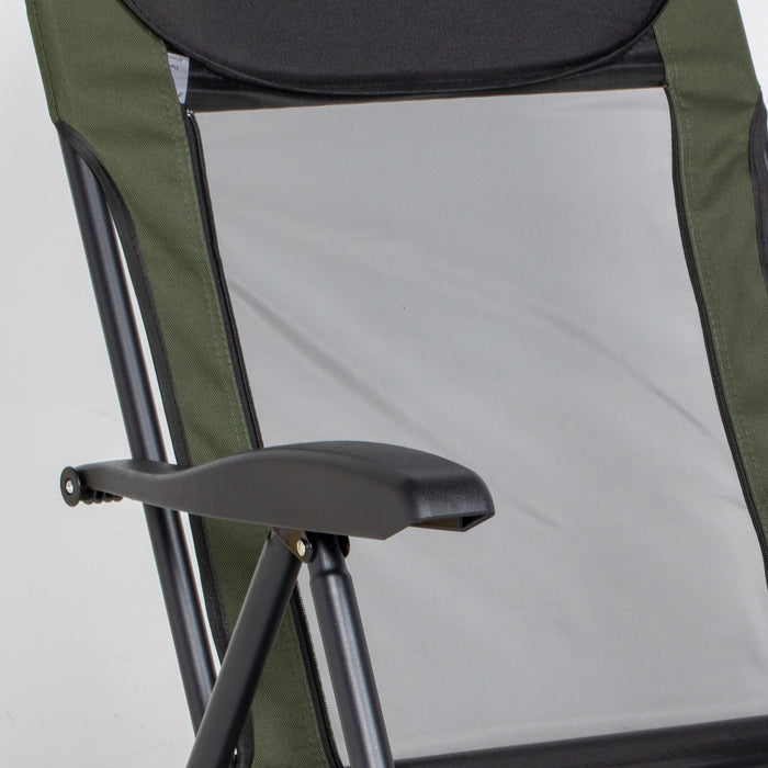 Foldable Metal Outdoor Fishing Chair with Adjustable Legs - Sturdy & Comfortable Design in Green/Black - Ideal for Anglers and Outdoor Enthusiasts