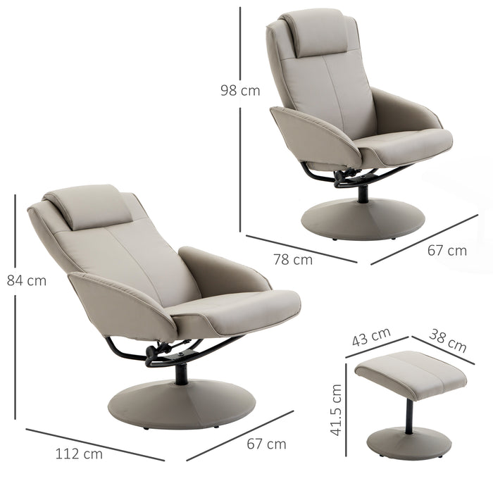 Ergonomic High-Back Executive Chair with Footrest - Adjustable Swivel Recliner in PU Leather, Armchair Lounge Seat - Comfortable Work and Relaxation Solution for Professionals