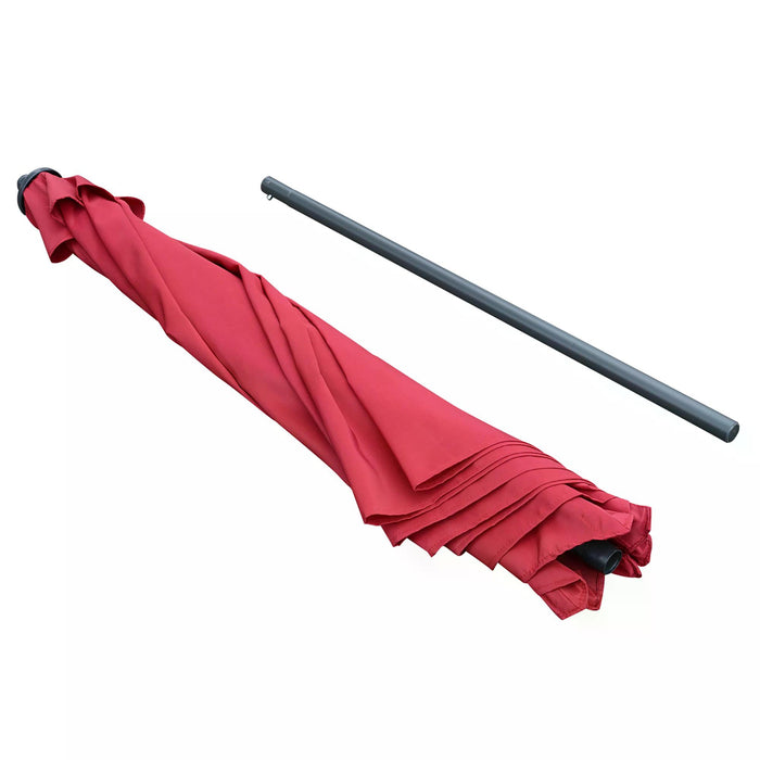 Outdoor Sunshade Canopy 2.8m - Patio Parasol Umbrella with 6 Ribs & Manual Push, Wine Red - Ideal for Garden and Backyard Entertaining