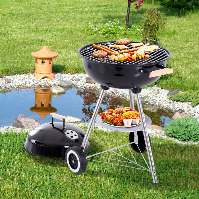 Portable Round Kettle Charcoal BBQ Grill - Adjustable Heat Control for Outdoor Grilling - Ideal for Patio Parties and Family Gatherings