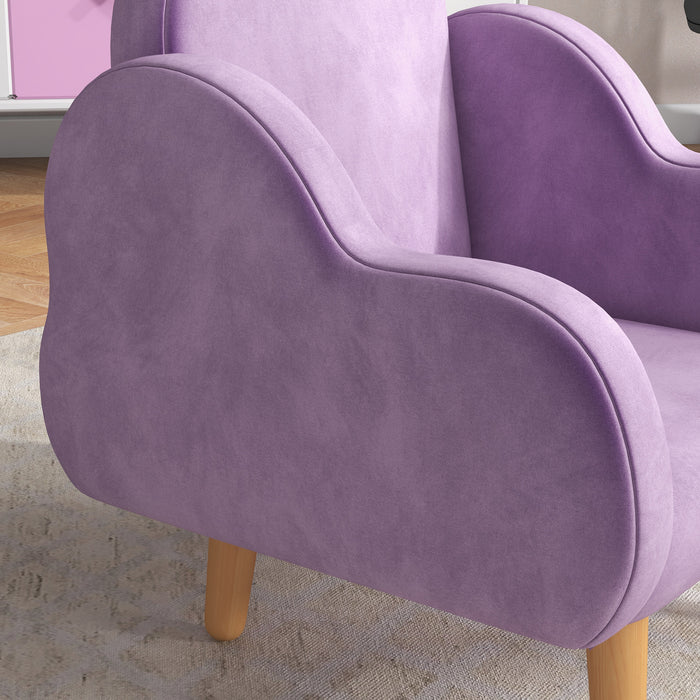 ErgoKids Cloud Chair - Comfy Ergonomic Toddler Armchair in Purple - Perfect Mini Sofa for Children's Playroom, Ages 1.5-5 Years