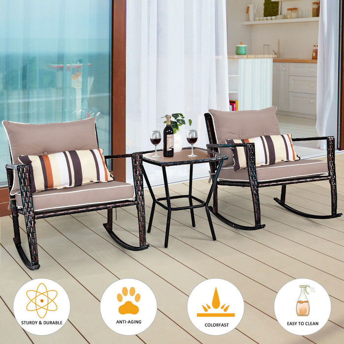 3pcs Rattan Bistro Set - Garden Furniture in Stylish Gray - Perfect for Outdoor Entertaining and Relaxation