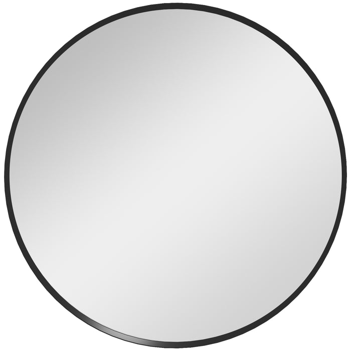 Modern Round 61cm Decorative Wall Mirror - Bedroom, Living Room & Bathroom Home Decor Accessory, Black - Stylish Reflection Accent for Interior Design