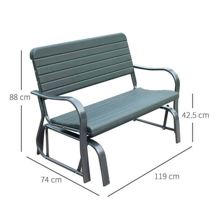 Garden Double Glider Bench - HDPE and Metal 2-Person Swing Chair for Porch and Patio - Comfortable Rocking Furniture for Outdoor Relaxation