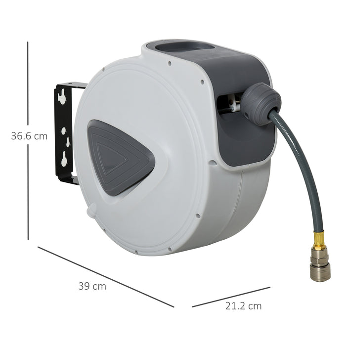 Retractable 15m + 1.4m Air Hose Reel with 9.5mm Diameter - Auto Rewind Wall-Mounted Hose Reel, 1/4" BSP Hose Connector - Ideal for Workshops and Garages