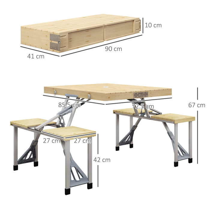 Aluminum Folding Picnic Table with Chairs - Portable, Lightweight Camping Dining Set with Umbrella Insert - Ideal for Outdoor Activities and Family Outings