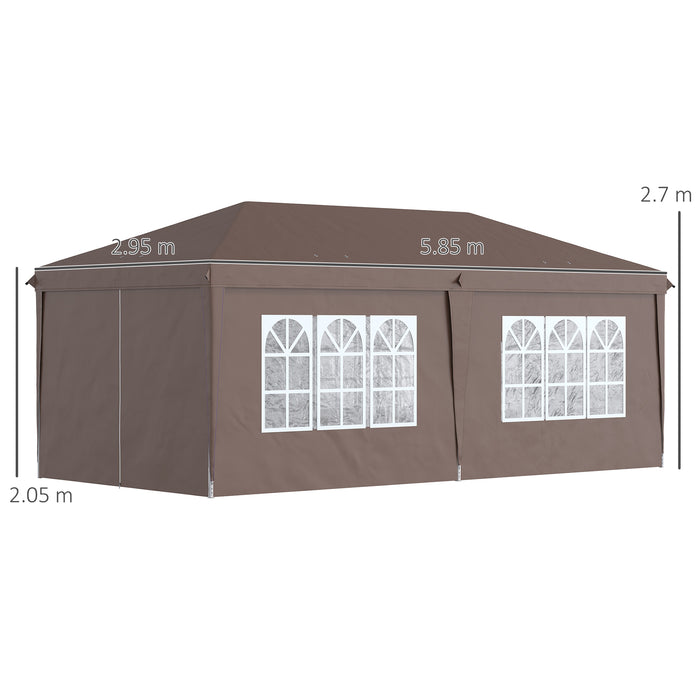 Pop Up Gazebo 3 x 6 m with Sides - Adjustable Height Event Tent with Windows, Includes Storage Bag - Ideal for Garden, Camping, Outdoor Celebrations