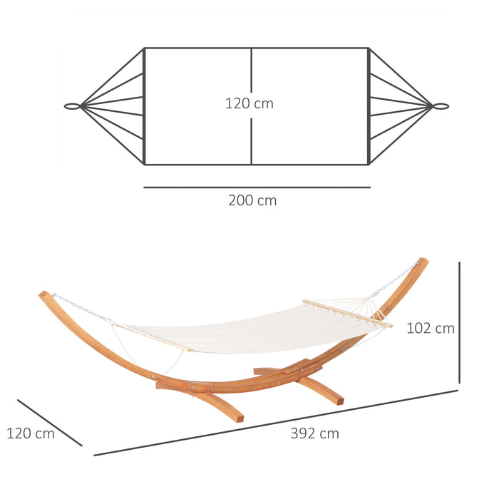 Outdoor Garden Hammock with Wooden Stand - White Swing Hanging Bed for Patio Leisure - Ideal for Backyard Relaxation and Comfort