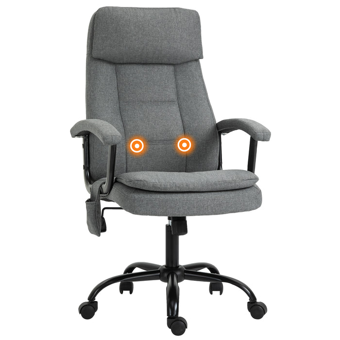 Ergonomic Linen-Textured Office Chair with 2-Point Massage - Adjustable Height, 360° Swivel, 5 Castor Wheels for Smooth Mobility - Ideal for Comfortable and Relaxing Executive Seating Experience