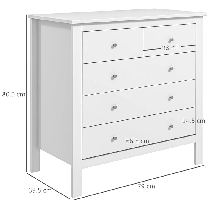 5-Drawer Modern Chest - Bedroom Storage Cabinet with Metal Handles & Smooth Runners - Space-Saving Organizer for Contemporary Home