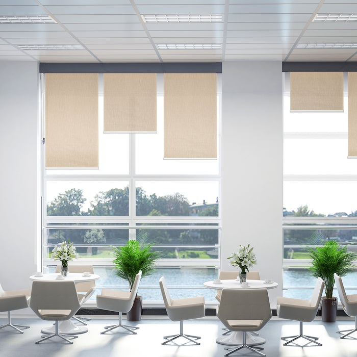 Smart Roller Blinds with WiFi - UV Protection & Privacy Electric Window Shades, Rechargeable - Easy Installation for Home & Office, Brown 90x180 cm