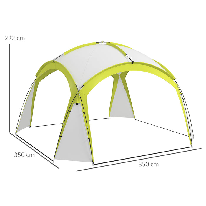 Outdoor Camping Gazebo 3.5x3.5M - Event Dome Shelter with Patio Sun Shade, Garden Arc Pavilion in Green - Ideal Sun Protection for Campers and Garden Parties