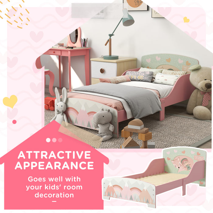 Kids Bedroom Furniture - Toddler Bed Frame Suitable for Ages 3-6 Years - Charming Pink Color for Young Children's Room