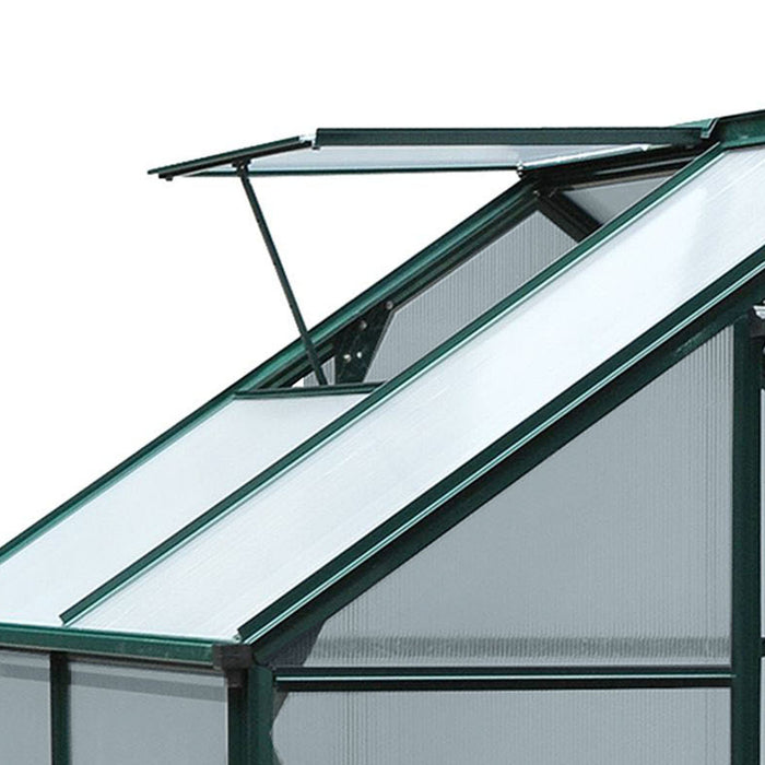 Large Walk-In Polycarbonate Greenhouse - Sturdy Aluminum Frame with Galvanized Base, 6x4 ft, Sliding Door - Ideal for Year-Round Gardening and Plant Growth