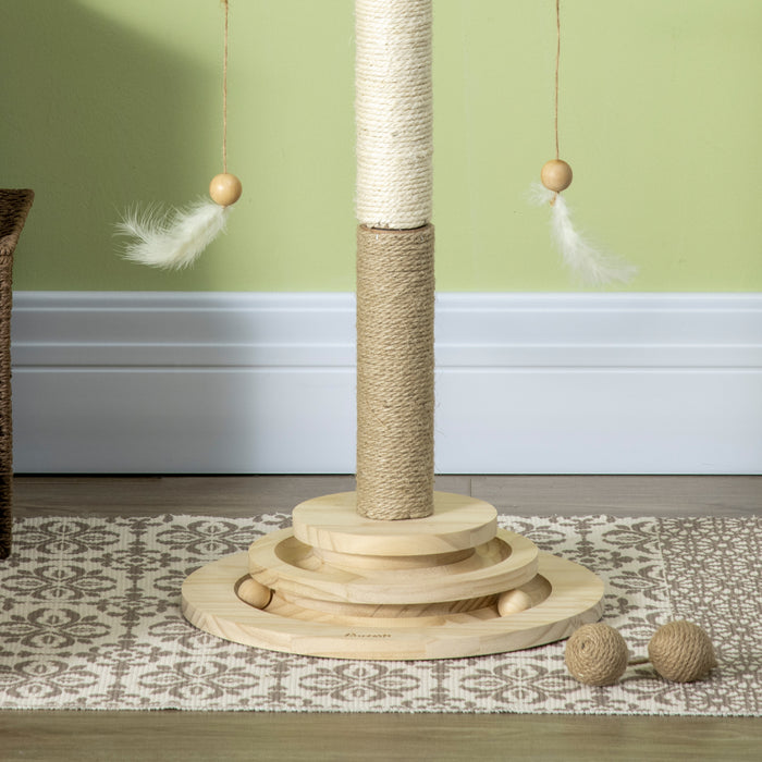 Cat Tree Activity Center - 56cm Multi-Level Kitty Playhouse with Interactive Turntable Ball - Ideal for Scratching & Exercise with Durable Jute & Sisal Posts