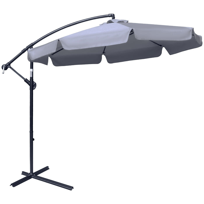 Banana Parasol Cantilever Umbrella - 2.7m Hanging Sun Shade with Crank Handle and Cross Base, Dark Grey - Ideal for Outdoor Relaxation and UV Protection