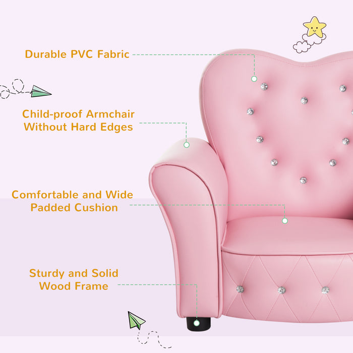 Toddler Chair Sofa for Kids - Children's Princess Pink Armchair with Comfortable Seating - Ideal for Playroom Relaxation and Play