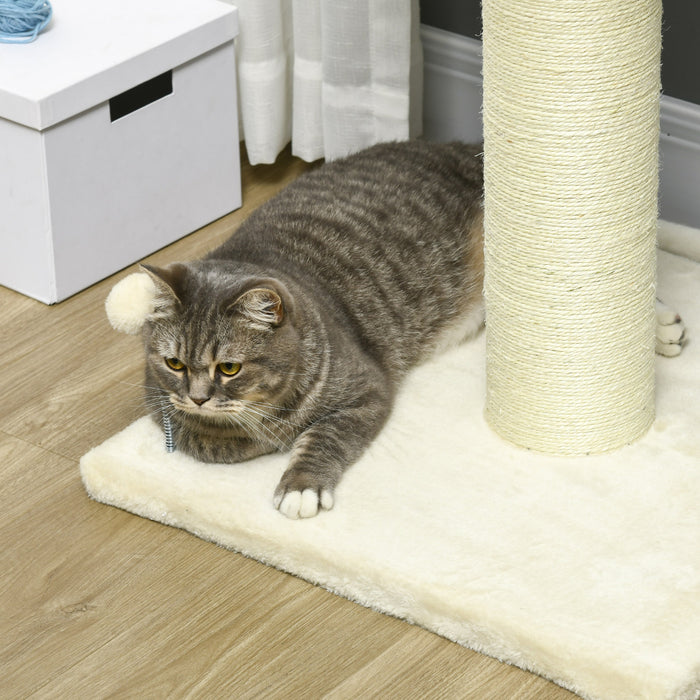 Cat Tree Playground - Sisal-Wrapped Scratching Post in Cream - Ideal for Cat Climbing & Scratching Needs