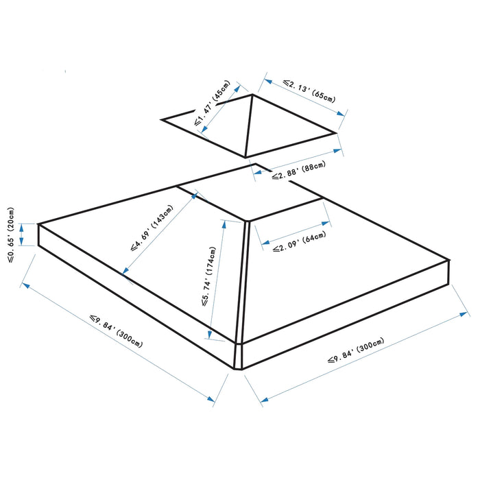 Gazebo Canopy Replacement Roof - 3x3m Deep Grey Top Cover, Weather-Resistant - Ideal for Outdoor Events and Garden Shade