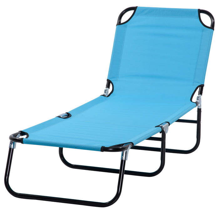 Outdoor Folding Chaise Lounge Chair - Reclining Pool Sun Tanning Chair with Steel Frame & Breathable Mesh, Sky Blue - Ideal for Patio, Beach, and Poolside Relaxation