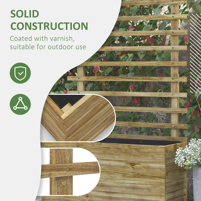 Mobile Raised Garden Bed with Trellis - 76x30x155cm Wooden Planter Box for Outdoor Use, with 4 Wheels for Easy Movement - Ideal for Climbing Plants & Home Gardening Enthusiasts