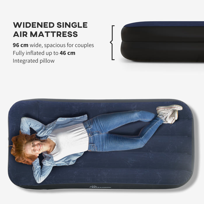 Inflatable Single Air Mattress - Built-in Electric Pump and Portable Design - Ideal for Camping and Overnight Guests