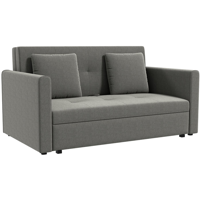 Convertible Fabric Loveseat Sofa Bed with Cushions - Modern 2-Seater Settee with Hidden Storage - Ideal for Guest Room Comfort and Space Saving in Light Grey