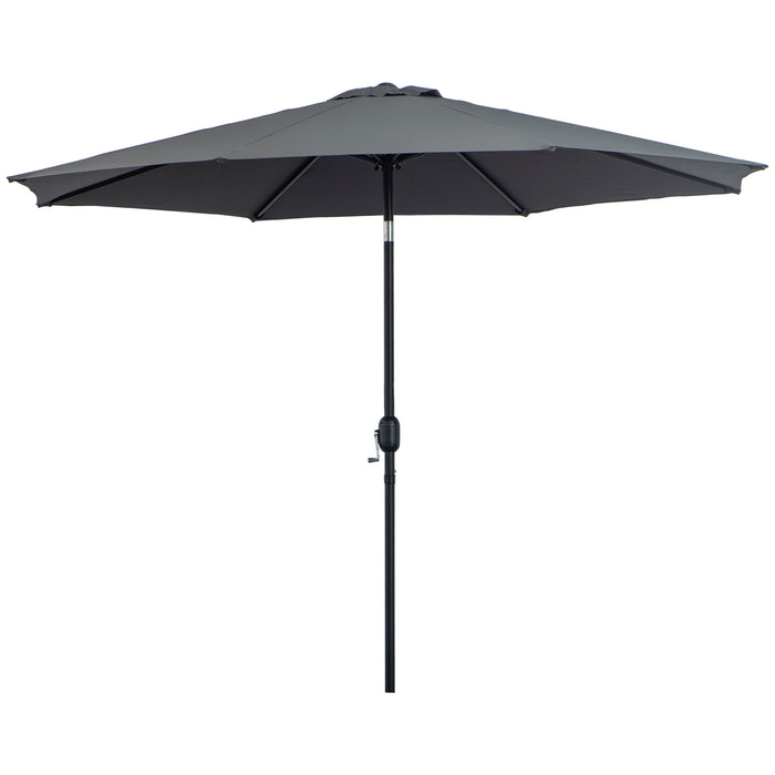 Outdoor Tilting Parasol - 3m Sun Shade with Tilt and Crank Handle, 8 Sturdy Ribs - Ideal for Balcony, Benches, and Gardens in Dark Grey