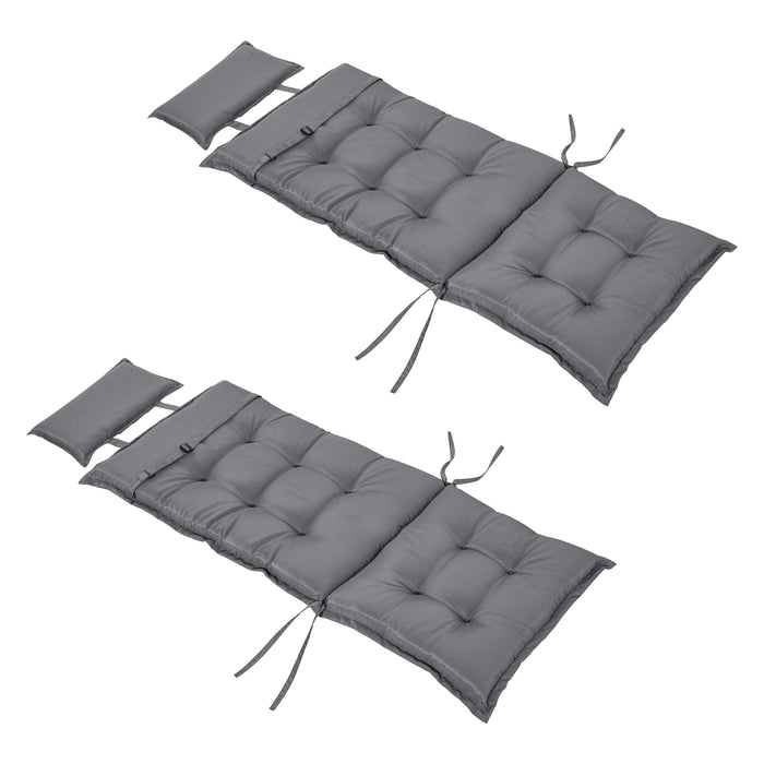 High Back Padded Patio Chair Cushions with Pillow - Set of 2, Durable Outdoor Seating Comfort, 20x50x9cm - Ideal for Home and Garden Relaxation in Dark Grey