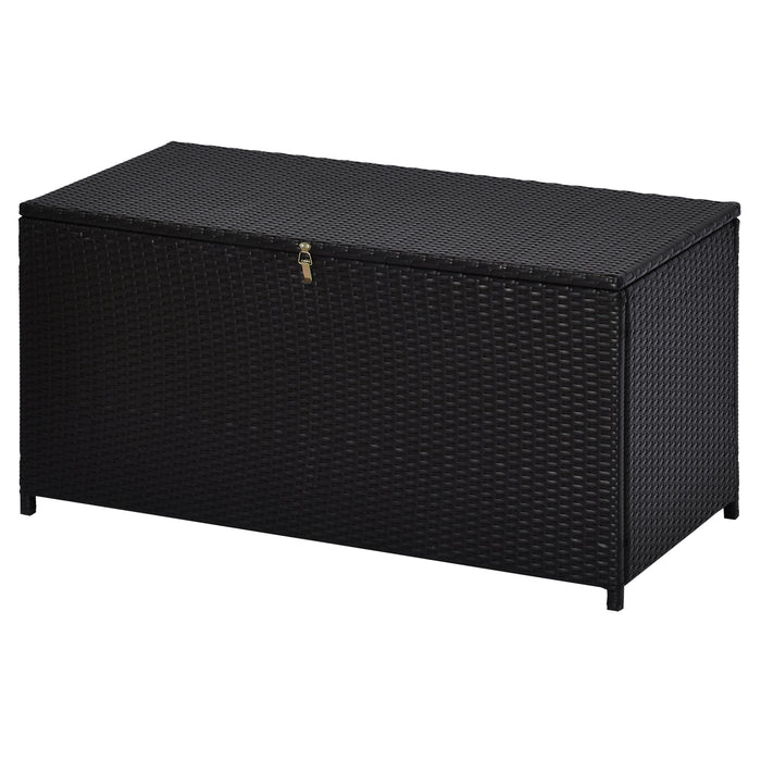 Outdoor Rattan Storage Box - Wicker Cabinet Chest for Garden and Indoor Use, 118x54x59cm, Dark Brown - Space-Saving Solution for Patio, Deck, and Home Organization