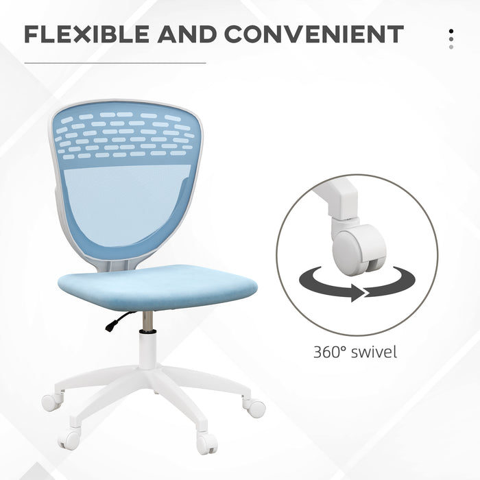 Armless Mesh Desk Chair - Height Adjustable with Swivel Casters, Breathable Back - Ideal for Home Offices and Conference Rooms