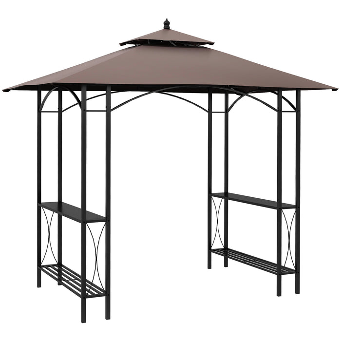 BBQ Canopy Shelter - Spacious 250x150cm Outdoor Grilling Tent with 255cm Height, Black and Coffee - Ideal Cover for BBQ Parties and Cookouts