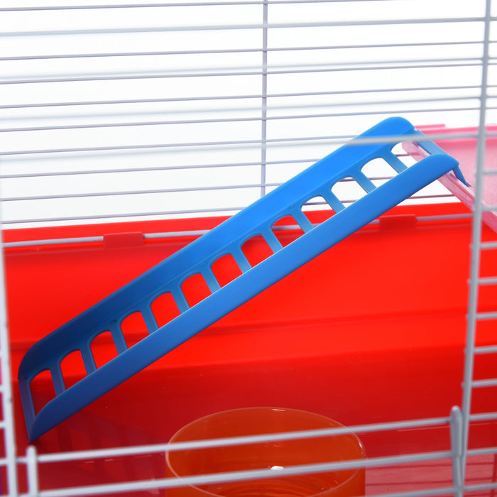 Dwarf Hamster Home Playground - Metal Cage with Built-in Tunnels, Exercise Wheel, and Water Bottle - Perfect for Pet Entertainment and Comfort