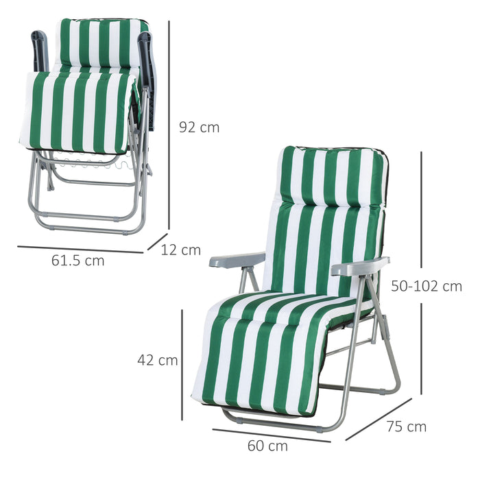 Garden Patio Sun Recliners - Set of 2 Foldable Multi-Position Outdoor Loungers with Fire Retardant Cushions - Ideal for Relaxation and Comfort in Outdoor Spaces