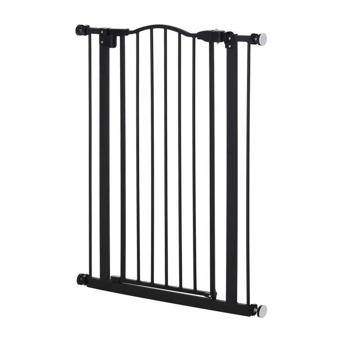 Adjustable 74-84cm Metal Pet Gate with Auto-Close - Double-Locking & Easy-Open Safety Barrier - Ideal for Stairs and Door Frames in Home, Black