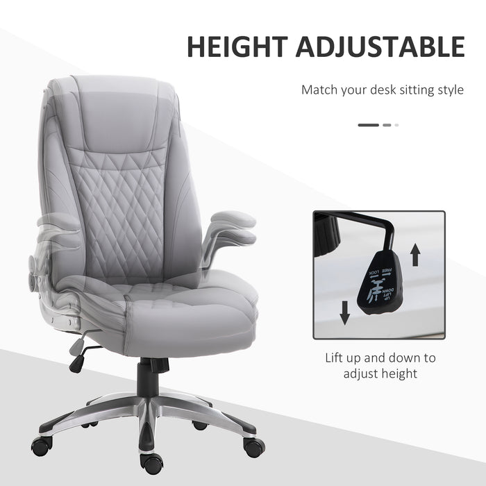 Ergonomic High-Back Executive Chair - Swivel PU Leather with Flip-up Arms and Adjustable Height - Ideal for Home Office Comfort and Support