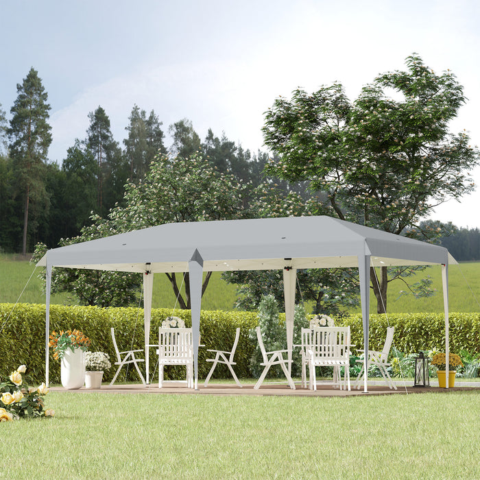 Double Roof Foldable Gazebo - 6m x 3m Wedding Canopy Tent with Carrying Bag, Grey - Ideal for Outdoor Events and Gatherings