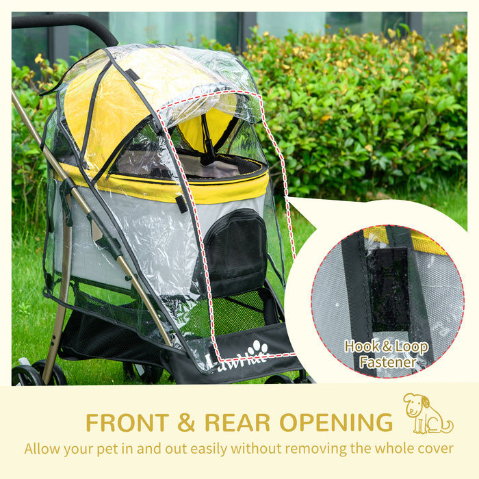 3-in-1 Detachable Pet Stroller with Rain Cover - Cat Dog Pushchair, Foldable Carrier, Universal Wheels, Brake System & Canopy Basket - Ideal for Travel & Outdoor Comfort for Small Animals