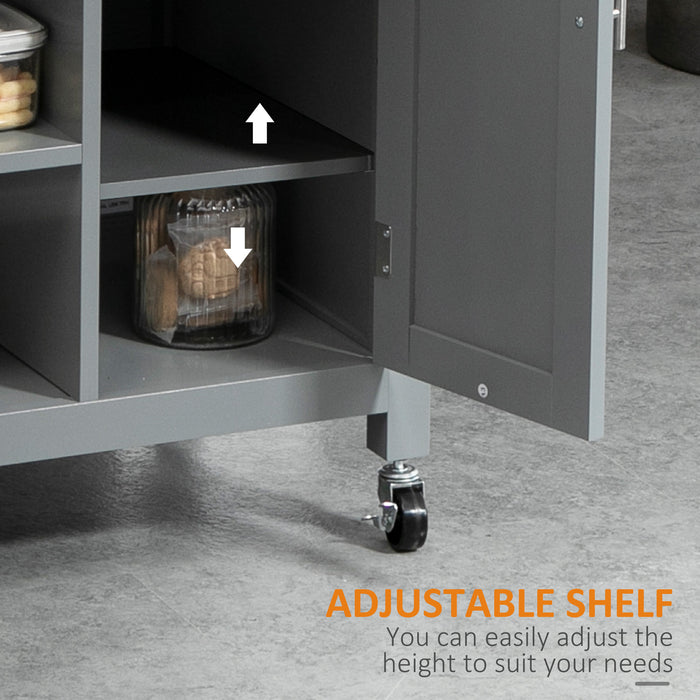 Compact Rolling Kitchen Utility Cart - Open Shelf & Storage Drawer, Grey - Ideal for Dining Room & Small Kitchen Organization