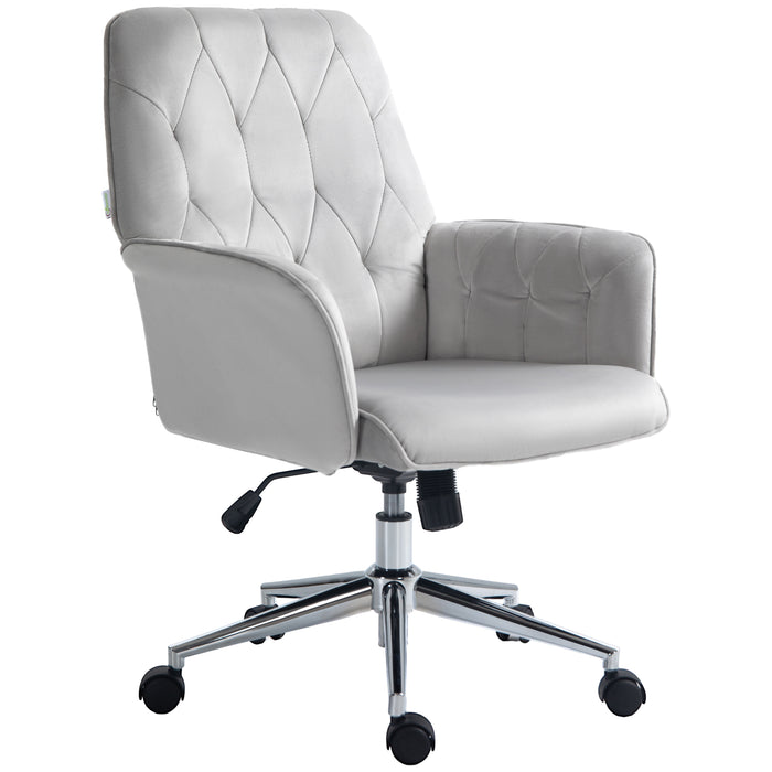 Modern Linen Swivel Computer Chair with Adjustable Armrest - Light Grey, Ergonomic Office Seating Solution - Ideal for Comfortable and Efficient Workspaces