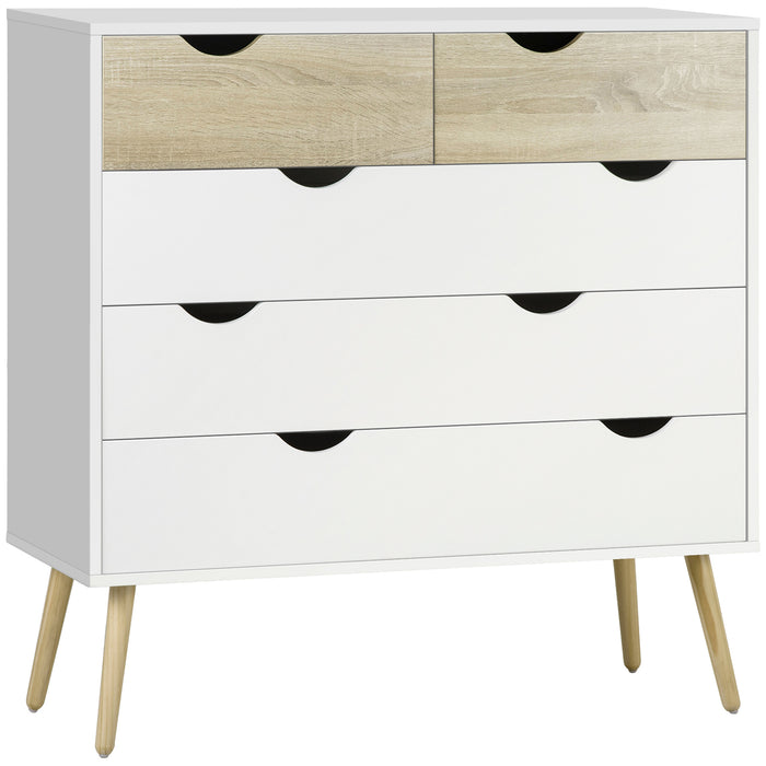 5-Drawer Chest - Bedroom & Living Room Storage Dresser - Elegant Side Cabinet Organizer for Home Organization