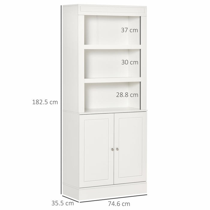 6-Tier Freestanding Kitchen Cupboard - Spacious Larder Pantry and Sideboard with 3 Open Compartments, Double-Door Storage - Ideal for Home Organization and Decluttering