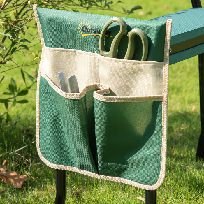 Foldable Garden Kneeler Seat with Steel Frame - Includes Foam Pad and Tool Bag Pouch for Outdoor Gardening - Sturdy Comfort and Versatility for Gardeners