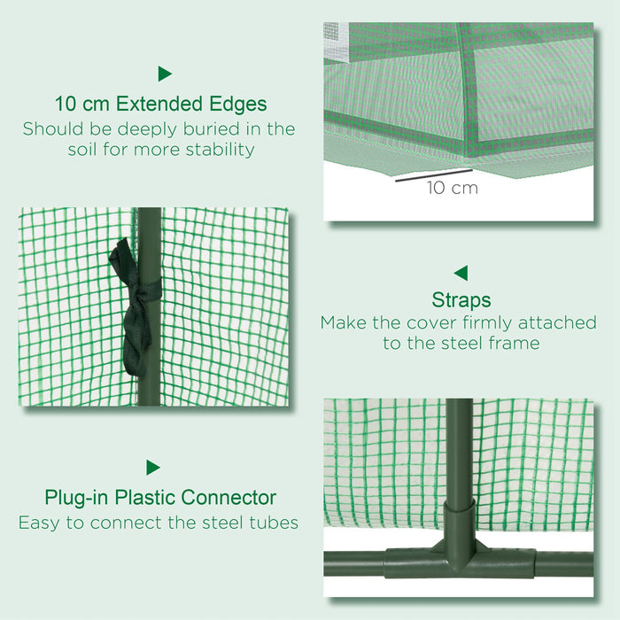 PE Mini Greenhouse - 3m Portable Tunnel Design with Steel Frame and 5 Mesh Windows - Indoor & Outdoor Green Grow House for Gardeners