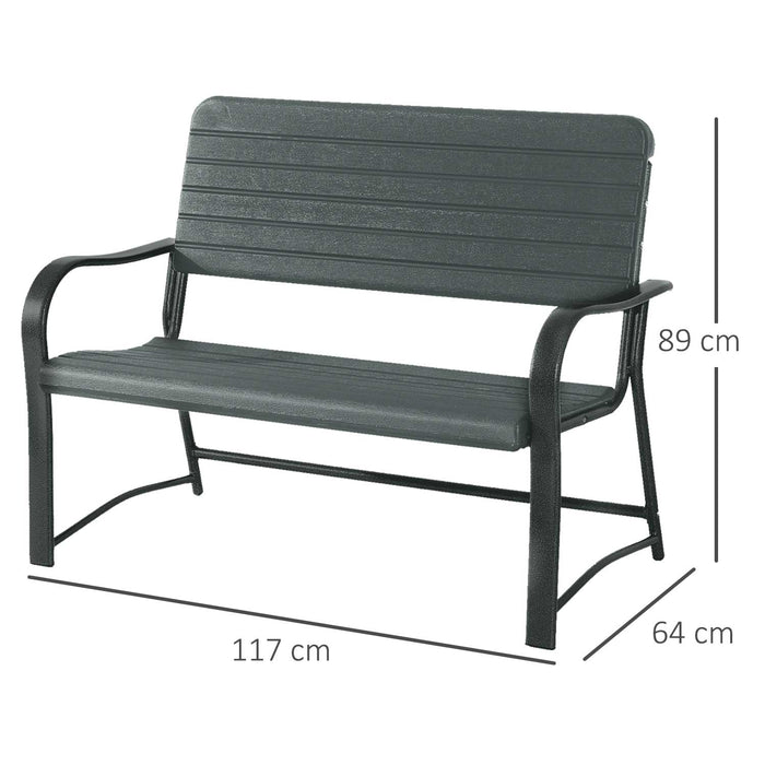 Double Seat Outdoor Bench - Romantic Garden Love Chair in Dark Green - Ideal for Couples' Patio Retreat