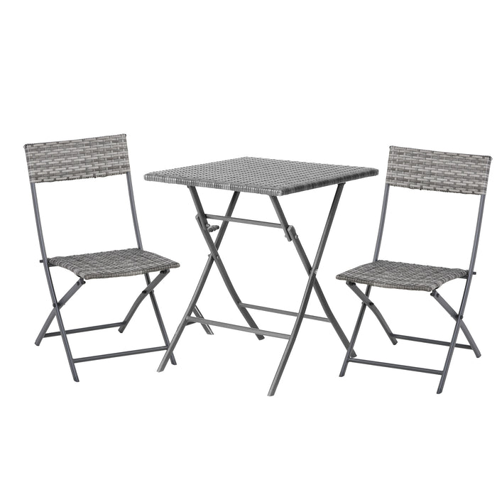 PE Rattan 2-Seater Bistro Set - Weather-Resistant Folding Garden Furniture - Perfect for Patio and Outdoor Dining for Couples