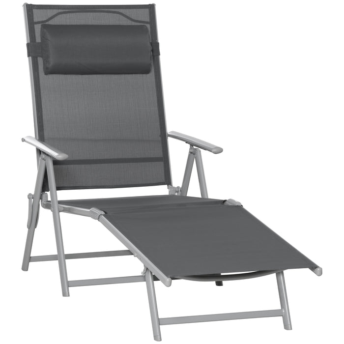 Outdoor Reclining Sun Lounger - Portable Folding Chaise with 7 Adjustable Positions, Steel Fabric Construction - Ideal for Patio, Beach, Poolside Relaxation