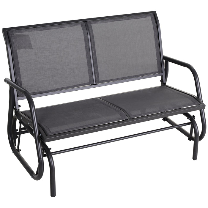 Outdoor Double Seater Glider Bench - Patio Swing Chair Loveseat with Powder-Coated Steel Frame - Ideal for Garden, Porch, & Backyard Relaxation, Grey