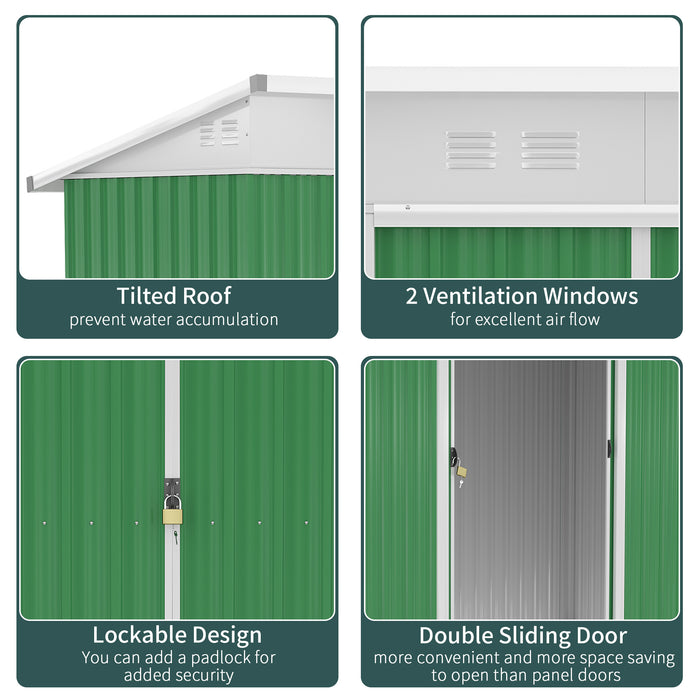 Garden Storage Shed with Sliding Door - 7.6x4.3 ft, Ventilation Window & Sloped Roof for Gardening Tool Organization - Ideal for Outdoor Equipment Protection and Space Management