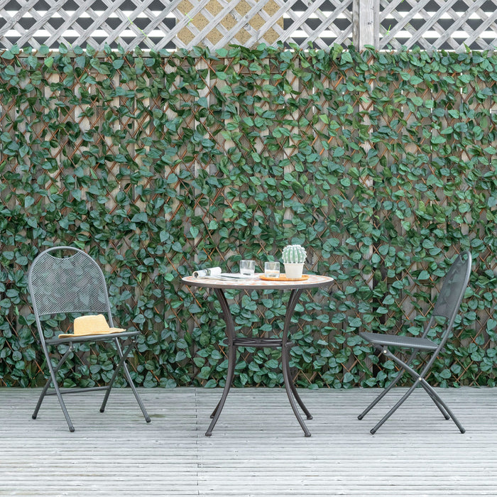 2m x 1m Retractable Expanding Trellis Fence Set - 4 Pcs, Artificial Plant Decor for Garden Privacy - Telescopic Hedge for Outdoor Screening and Greenery Wall Decoration